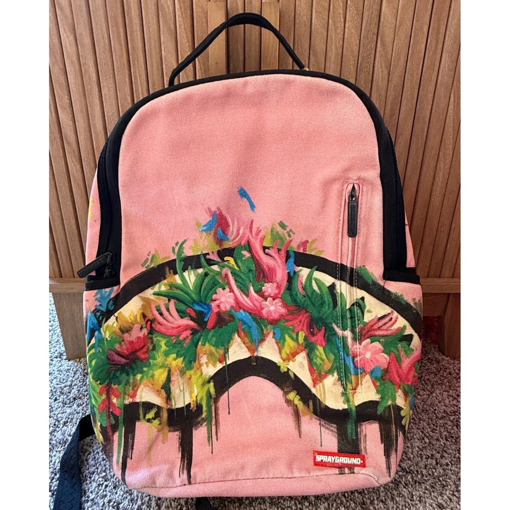 Sprayground Backpack OS Pink Floral Tropical Art Limited Edition Streetwear OS